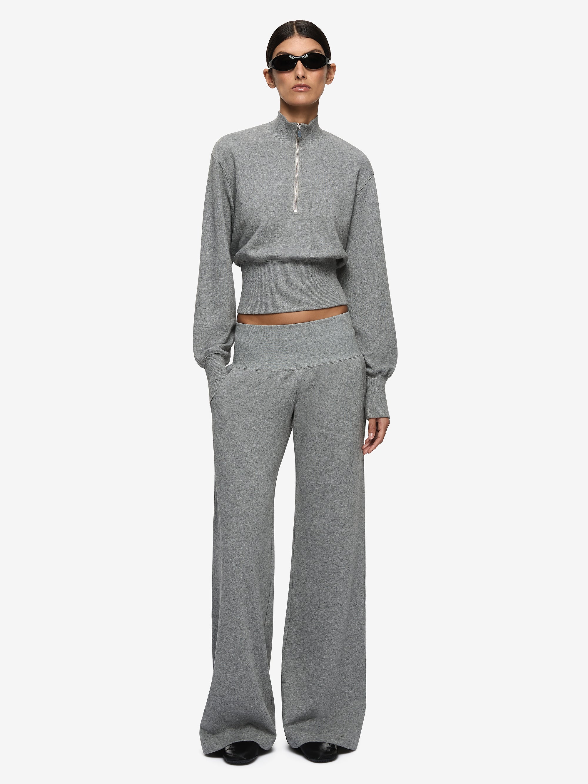 STEPH HALF ZIPPER JUMPER - GREY MARLE - Image 2
