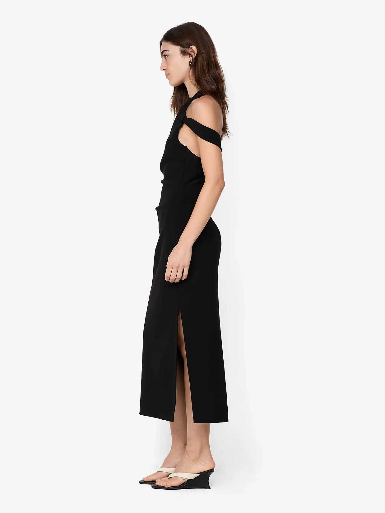 SYLVIE ASYM MIDI DRESS - BLACK - Image 4