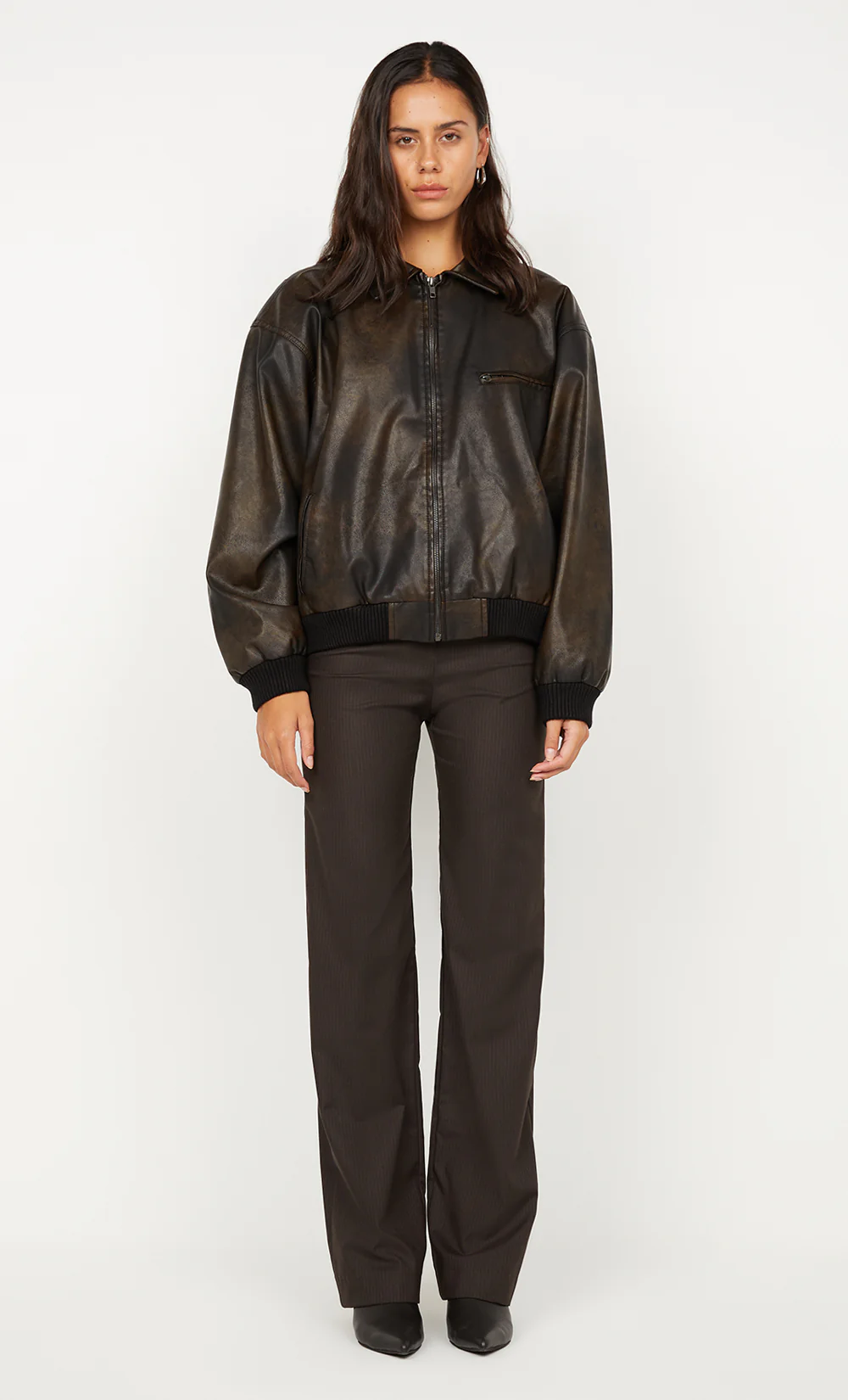 TYLA BOMBER JACKET - VINTAGE CHOC