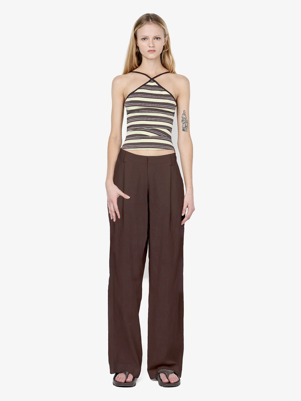 VINNIE WIDE LEG PANT - DARK CHOCOLATE