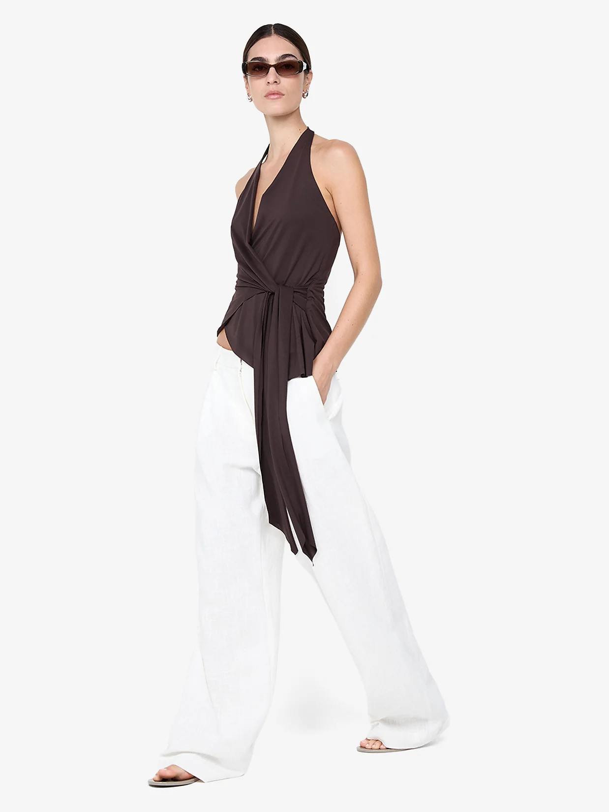 VINNIE WIDE LEG PANT - WHITE - Image 3