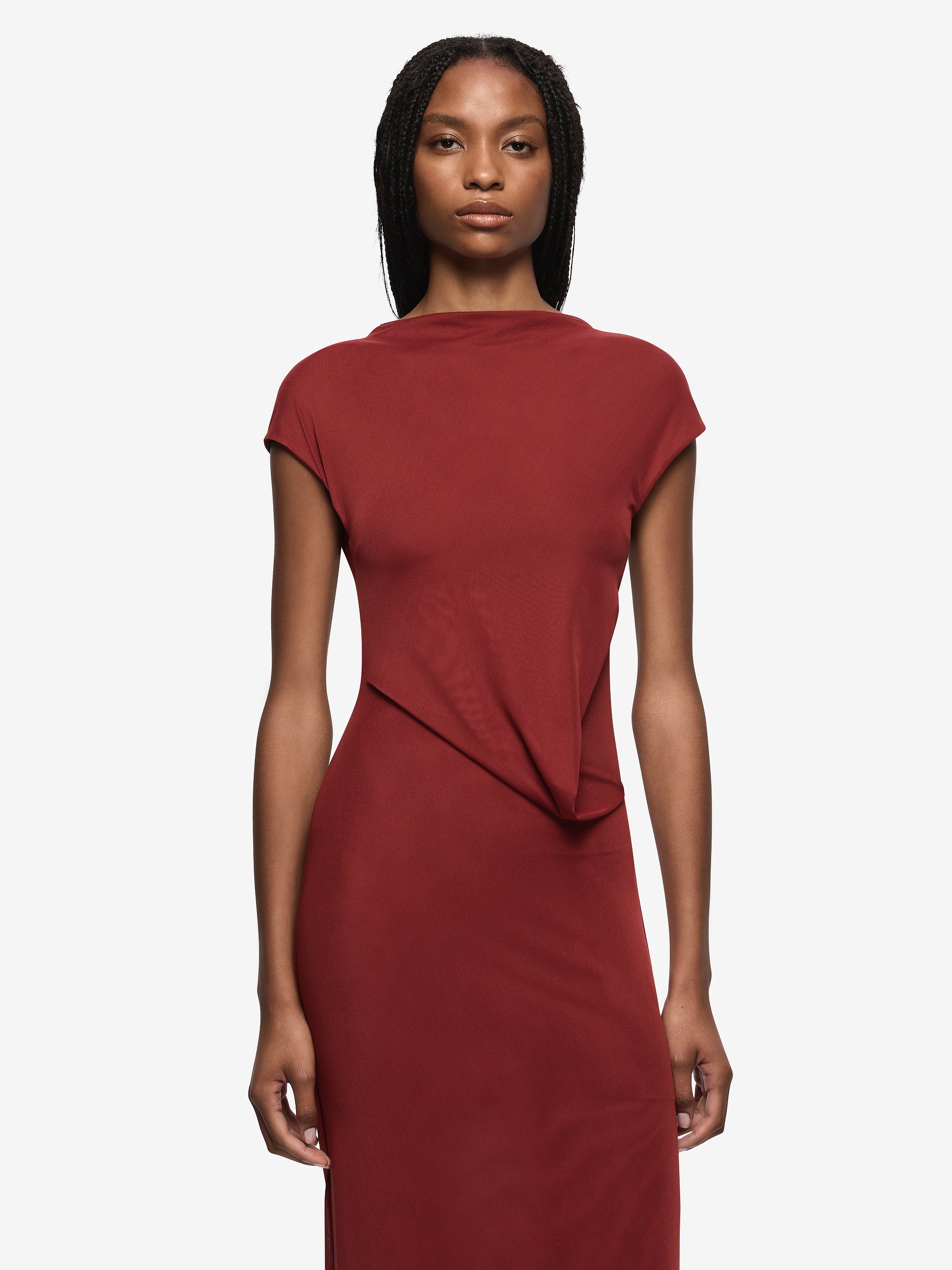 WILLORIN ASYM DRESS - SANGRIA - Image 3