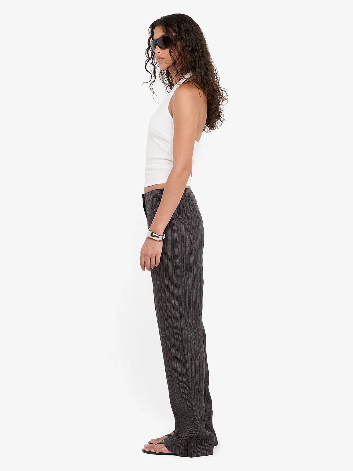 ZURI STRAIGHT LEG PANT - CHARCOAL STRIPE - Image 3